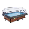 Produktbild: EXIT Toys Wood Pool mit Multifunktionale Abdeckung - 300x200x65cm - Rechteckiger, Kompakter Rahmenpool mit Kartuschenfilterpumpe - Leicht Zugänglich - Für Sauberes und Warmes Poolwasser - Braun