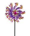 Produktbild: formano Buntes Windrad Blume Garten Metall Windspiel Windmühle 122 cm Gartendeko Blumenstecker Taubenabwehr Vogelabwehr Acryl-Steine Gartenfigur Dekoration Außen Windspiel Metall-Blume