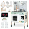 Produktbild: mamabrum Kinderküche Holz mit Waschmaschine & Sound-Mikrowelle – Spielküche ab 3 Jahre mit Zubehör, Kreidetafel & Kaffeemaschine – Interaktive Küche für Kinder, Höhenverstellbar, Robust & Lernfördernd