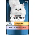 Produktbild: Gourmet Perle Duetto Katzenfutter nass, mit Kalb und Ente, 26er Pack (26 x 85g)