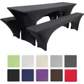 Produktbild: Bierbankhusse Stretch Victoria Schwarz, 220x70x70 cm - Beautissu