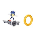 Produktbild: Sonic The Hedgehog Speed ​​RC-Fahrzeug, inkl. 6 Zoll/15 cm großer beweglicher Figur, RC-Skateboard und Golden Ring-Controller zum Ausführen von Tricks und Drehungen, Räder leuchten im Turbomodus