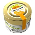 Produktbild: Birkengold® Zahnpulver Orange mit Xylit Glas, 30g - plastikfrei, vegan