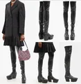 Produktbild: PRADA Stiefel Over-the-knee Platform Boots Overknee Gothic Plateau Schuhe 40