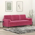 Produktbild: 3-Sitzer-Sofa mit Zierkissen Weinrot 180 cm Samt