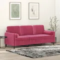 Produktbild: 3-Sitzer-Sofa mit Zierkissen Weinrot 180 cm Samt