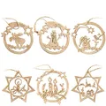 Produktbild: com-four® 6X Tannenbaumschmuck Holz-Anhänger Set - Weihnachtsbaumschmuck zum Dekorieren - Christbaumschmuck sternförmig und im Kugel-Design