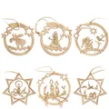 Produktbild: 6x Tannenbaumschmuck Holz-Anhänger Set - Weihnachtsbaumschmuck zum Dekorieren