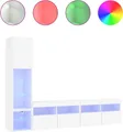 Produktbild: vidaXL 4-tlg. Wohnwand mit LED-Beleuchtung Weiß Holzwerkstoff