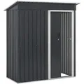 Produktbild: Metall Gerätehaus - Geräteschuppen Gartenhaus Garten Schuppen Mit Fundament, Schiebetür & Pultdach - S Anthrazit - 1 M2 - 161 X 86 X 181 Cm - Juskys