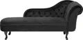 Produktbild: BELIANI Chaiselongue Rechtsseitig Schwarz Samtstoff Holzfüße Glamourös