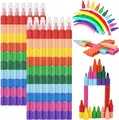 Produktbild: DealKits 14 Stück Stapelbare Wachsmalstifte, 10 Farben Baustein Buntstifte, Sicherheit und Ungiftig Regenbogen Stift ideal Kleine Geschenke als mitgebsel kindergeburtstag