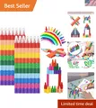 Produktbild: 14 Stück Stapelbare Wachsmalstifte Baustein Buntstifte Ungiftig für Kinder