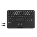 Produktbild: Perixx PERIBOARD-526 DE, kabelgebundene Mini-USB-Tastatur mit Trackball - X-Typ Scherentasten - 11,18x7,17x1,1 Zoll - 2 USB-Hubs integriert - DE Layout