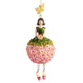 Produktbild: Dekofigur Geranienmädchen mit Schmetterling Rosa-Pink zum Hängen Flower Fairy Figur Dekofigur Blumenfigur Skulptur Blumenkinder