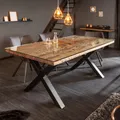 Produktbild: Massiver Esstisch BARRACUDA 180cm Teakholz inkl. Glasplatte mit X-Gestell Tisch