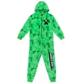 Produktbild: Minecraft Jumpsuit Minecraft Onesie Creeper Fleece Jumpsuit Schlafoverall mit Kapuze grün 134
