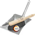 Produktbild: Peggy Perfect Kehrgarnitur Kehrset mit Buchenholz Handbesen und verzinkter Metallschaufel. Widerstandsfähiges und praktisches Industrie und Gartenkehrset mit schwarzen Elastonborsten