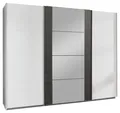 Produktbild: Wimex Schwebetürenschrank Bern (3 Türen, Einlegeböden, Kleiderstangen, Spiegel, 1-St., moderne Optik, Metallgriffleisten, mit Spiegel) 313cm weiß raw steel