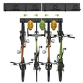 Produktbild: Housolution Fahrrad Wandhalterung 32 Zoll für 4 Fahrräder + 3 Helme, bis zu 300 Pfund, Robust Fahrradaufhängung Wand, Massiver Stahl Fahrradhaken Fahrradständer Wandmontage für Garage, Schwarz