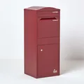 Produktbild: SMART PARCEL BOX Paketbox draussen, Standbriefkasten mit Paketfach, Paketbriefkasten XXL, große Postbox für Pakete Outdoor, Paketkasten groß mit Bogendach rostfrei, verzinkter Stahl, Bordeaux