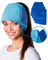 Produktbild: ICEHOF Kühlmütze EXTREM mit 4 Kühlakkus inkl. 3D-Maske - Mit Haaröffnung & Gummibinder, abnehmbare Kühlpads - Kühlende Gel-Mütze für Kopfhaut bei Chemo-Therapie Ice Cap Migräne Kopfschmerzen Blau