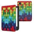 Produktbild: kwmobile Klapphülle kompatibel mit Kobo Clara BW/Clara Colour/Tolino Shine (5) / Shine Color Hülle - eReader Case - Regenbogen Würfel Mehrfarbig Grün Blau