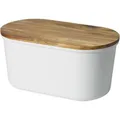 Produktbild: Echtwerk Brotkasten Brotbox fresh Melamin / Akazie, abnehmbarer Deckel, 37 x 21,5 x 17,2 cm, weiß