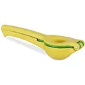 Produktbild: Relaxdays Zitruspresse manuell, stabile Fruchtpresse 2in1 für Zitronen und Limetten, Bar, HxBxT: 5,5 x 7,5 x 22 cm, gelb