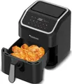 Produktbild: Heissluftfritteuse XL, 5 Liter - AF12 - NEU mit SILIKONEINLAGE - digitale XL Heißluftfritteuse 10 Programme, Airfryer, Fritteuse ohne Fett / Öl, 100°C - 200°C Airfryer Luftfritteuse Air Friteuse Power