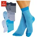 Produktbild: Socken H.I.S, Damen, Gr. 35-38, blau (marine, ecru, dunkeljeans, ecru, hellblau, ecru, jeans, ecru, türkis, ecru, babyblau, ecru), Baumwolle, Baumwollmischung, Elasthan, Polyamid, geringelt, meliert, elastisch, Socken Socken, mit druckfreiem Bündchen