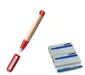 Produktbild: Lamy abc F?llhalter 009 F?ller aus Ahornholz und Kunststoff in der Farbe Blau Stahlfeder, poliert - Federst?rke A (Anf?nger) (Feder A, F?llhalter + Patronen, Rot)