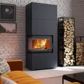 Produktbild: KAMINEINSATZ SIMPLE BOX 8 KW Ø 200 LINKS SCHWARZ MIT TÜRFEDER +  BImSCH V II