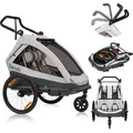 Produktbild: Lionelo Kinderanhänger Cama 2-in-1 Produkt Fahrradanhänger und Kinderwagen, das Produkt wächst mit dem Kind bis zum Alter von 6 Jahren - Grau - Grau