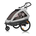 Produktbild: LIONELO CAMA Kinderanhänger 2-in-1 Fahrradanhänger mit Kinderwagenfunktion für 1 oder 2 Kinder im Alter von 6 Monaten bis 6 Jahren Gewicht 2x22 kg, Federung, große Räder Wasserdichtes Verdeck