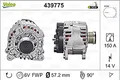 Produktbild: VALEO 439775 Generator Ladestrom des Generators: 150 Amp Rippen: 6 rippen Riemenscheibe Ø: 57,2 mm Spannung: 14 V Drehrichtung: CLOCKWISE