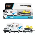 Produktbild: Toi-Toys Camper mit Schneemobil Anhänger - Spielzeugauto ab 3 Jahre - Wohnwagen Spielzeug & Schneefahrzeug - Rückzugmotor