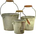 Produktbild: 3er Set Vintage Deko Eimer Metall Rostoptik, Vielseitige Pflanzgefäße Ø15/17,5/22cm für Zuhause & Garten