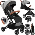 Produktbild: MoMi ESTELLE – Ultraleichter Baby Kompaktbuggy 7,7 kg mit Einhand-Faltung, Trolley-Funktion & Liegeposition, ideal für Reisen – Grau/Schwarz