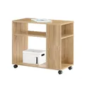 Produktbild: SoBuy Beistelltisch mit Rollen, 2-stufiger Rollender Beistelltisch mit Ablagefächern, Mobiles Bücherregal für Wohnzimmer, Schlafzimmer, Büro, L70 x B35 x H60cm Natur FBT34-N