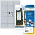 Produktbild: HERMA 4113 Wetterfeste Folienetiketten silber, 25 Blatt, 63,5 x 38,1 mm, 21 pro A4 Bogen, 252 Stück, selbstklebend, bedruckbar, glänzend, blanko Klebeetiketten Aufkleber aus Folie