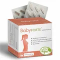 Produktbild: BabyFORTE Kinderwunsch Tabletten | vegan | Folsäure 800 μg, Quatrefolic®, Maca, Inositol, Jod | 180 Kapseln | Vitamine Schwangerschaft