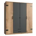 Produktbild: Drehtürenschrank - Plankeneiche - Grafit - 4 Türen - 180 cm breit Kleiderschrank