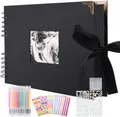 Produktbild: Fotoalbum zum Selbstgestalte Scrapbook 80 Schwarze Seiten Fotobuch Einkleben DIY