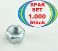 Produktbild: 1.000 x Sechskantmutter M8 Gewinde-Sechskantmuttern verzinkt DIN 934 Mutter Kl 8