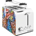 Produktbild: GUTFELS Toaster TOAST 3010 G | 2-Scheiben Graffiti-Style Toaster | 7 Leistungsstufen | Zentrierfunktion | abnehmbarer Brötchenaufsatz | 850 Watt |... - Silber