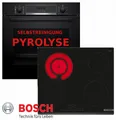 Produktbild: BOSCH Elektro-Herd-Set Pyrolyse Herdset Autark Backofen Selbstreinigung +Glaskeramik Kochfeld, Pyrolyse-Selbstreinigung, Pyrolyse + Hydrolyse