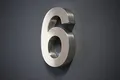 Produktbild: Lüllmann Hausnummer Premium Edelstahl in 3D Design Arial ALLE Zahlen H20cmxT3cm V2A TOP (Arial 20cmx3cm Nr.6)