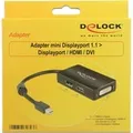 Produktbild: Adapter MiniDisplayport > DisplayPort / HDMI / DVI schwarz, 16 cm