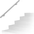 Produktbild: Relaxdays Handlauf, 201er Edelstahl, matt, rundes Treppengeländer, innen & außen, 100 cm, Ø 38 mm, mit Halterung, silber